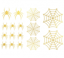 Gold Spider and Web Tattoos