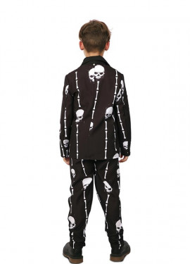 Fantasia engraçada de caveiras e ossos pretos para menino