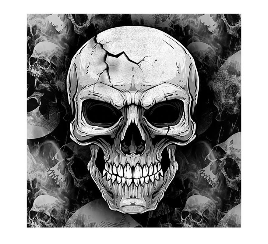 Pack of 12 Fearsome Skull Napkins of 33x33 cm-B