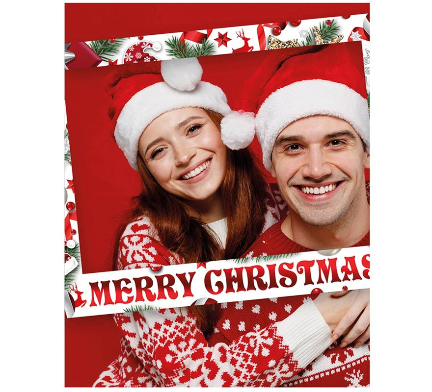 Pack of 12 White Merry Christmas Photocalls measuring 80x60 cm-B
