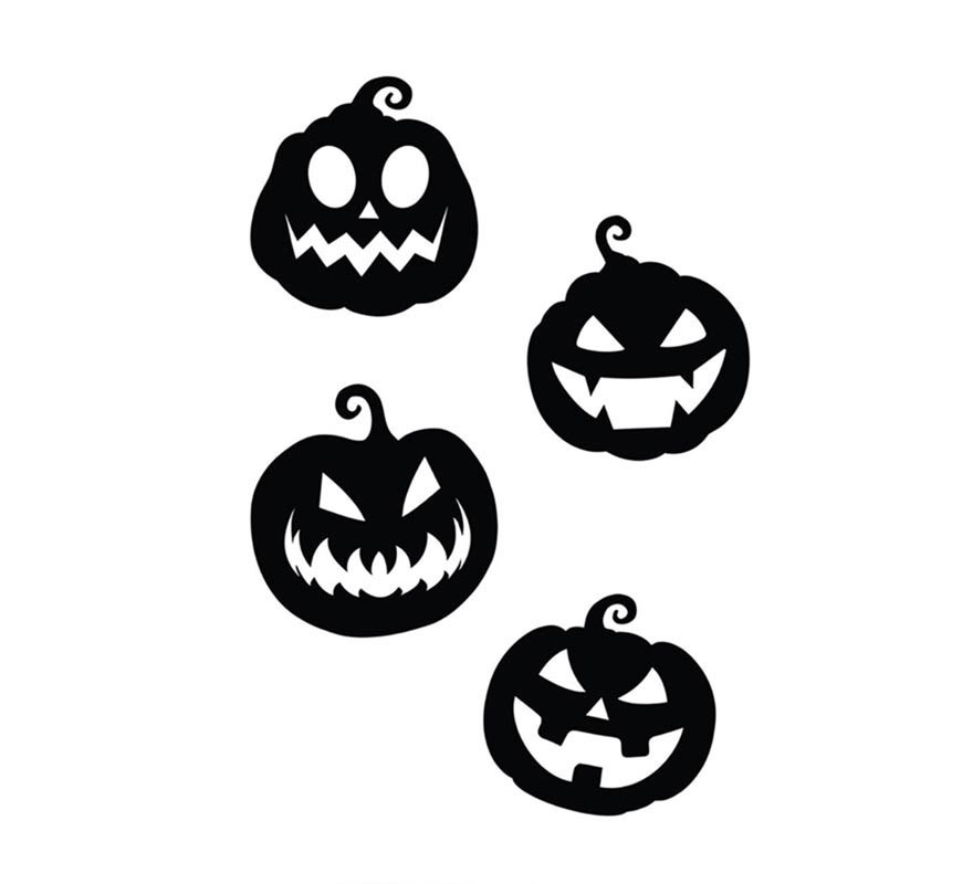 Pack of 4 Black Pumpkin Silhouettes-B