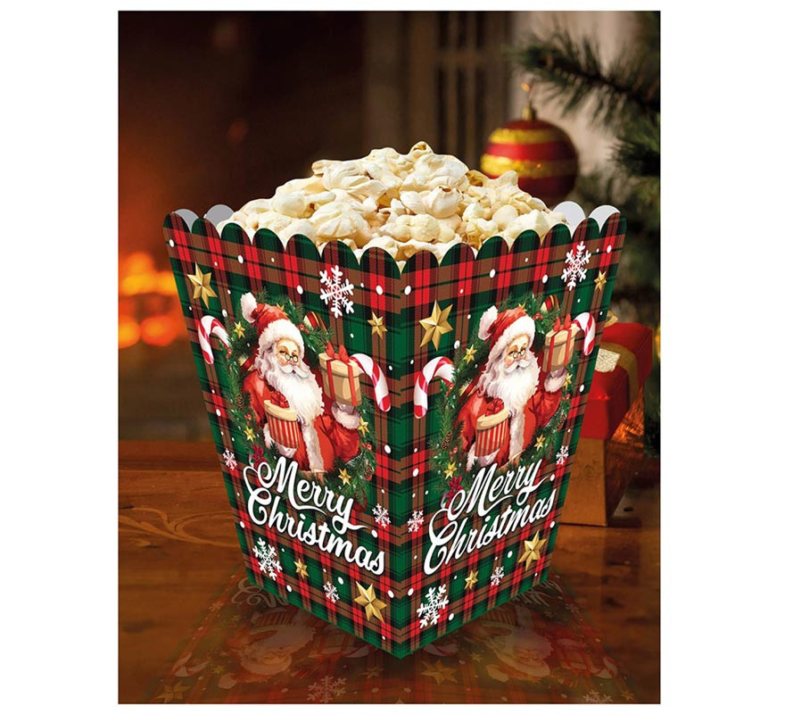 Pacote de 6 sacos de pipoca de papel do Papai Noel medindo 18x10,5 cm-B