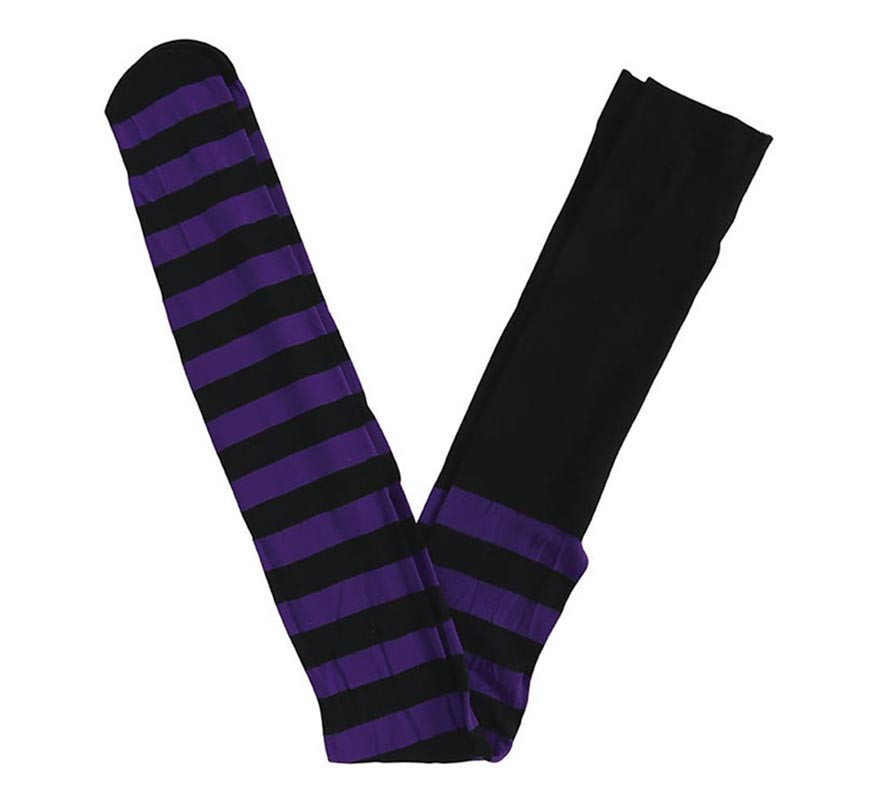 Lilac and black striped tights-B