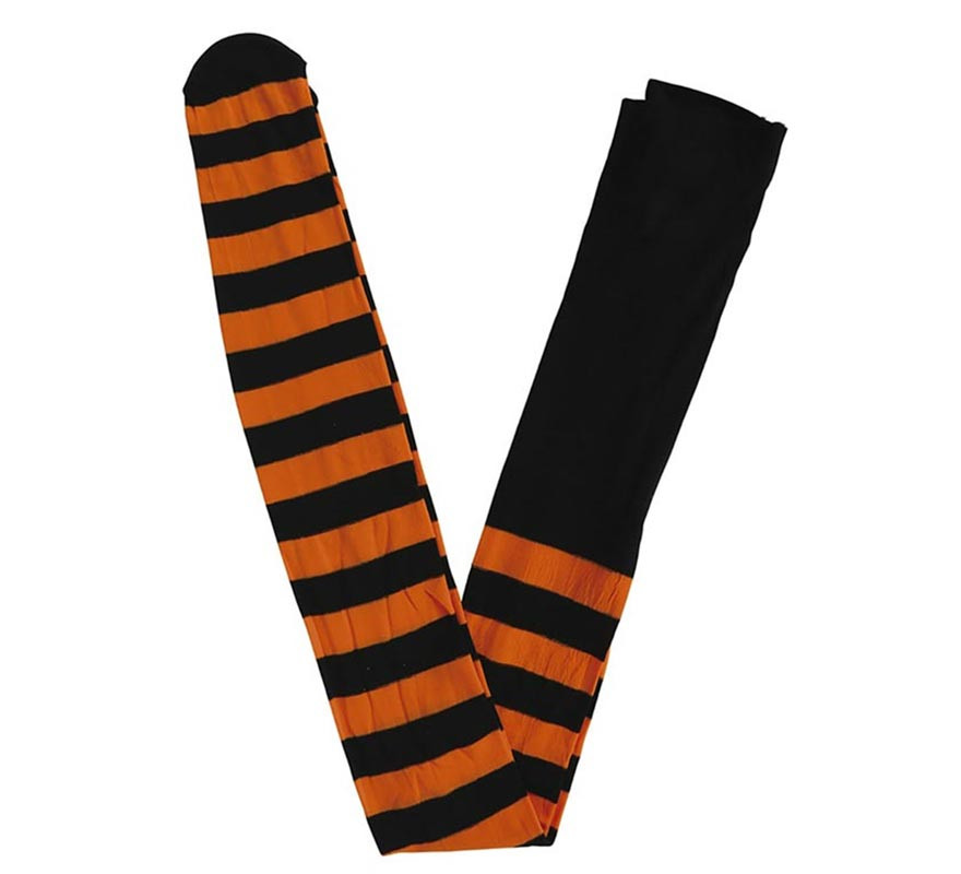 Meias listradas laranja e pretas-B