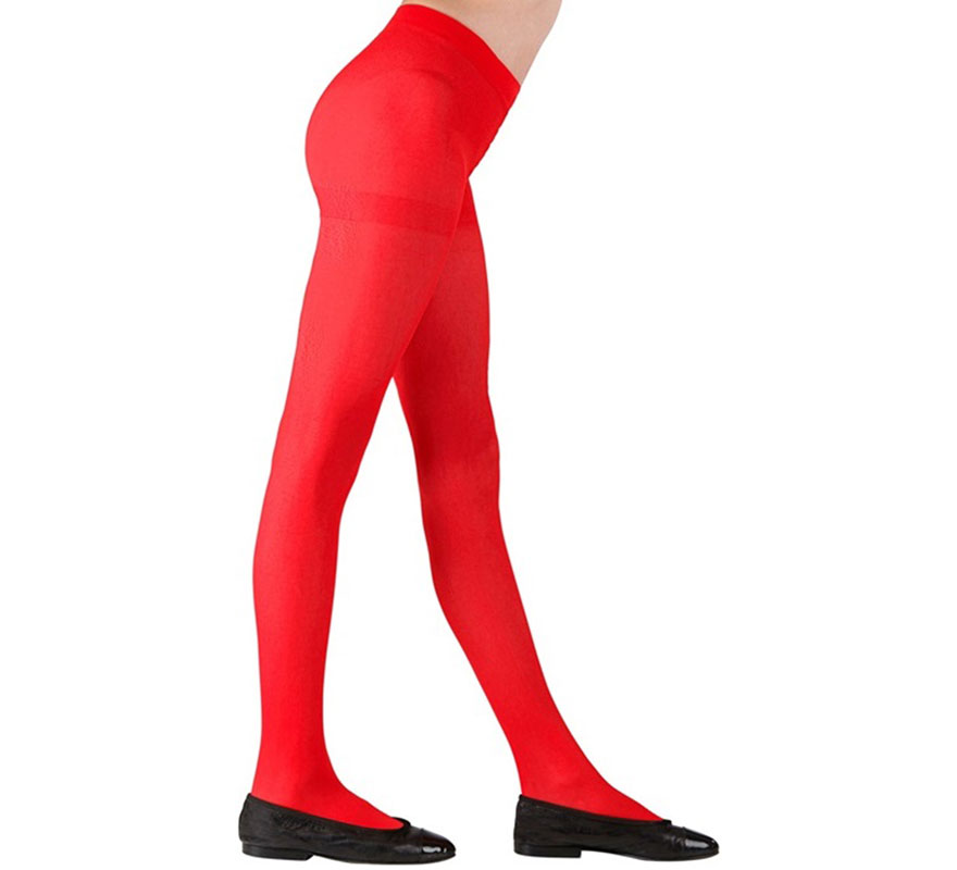 Meia-calça vermelha 40 DEN para meninas-B