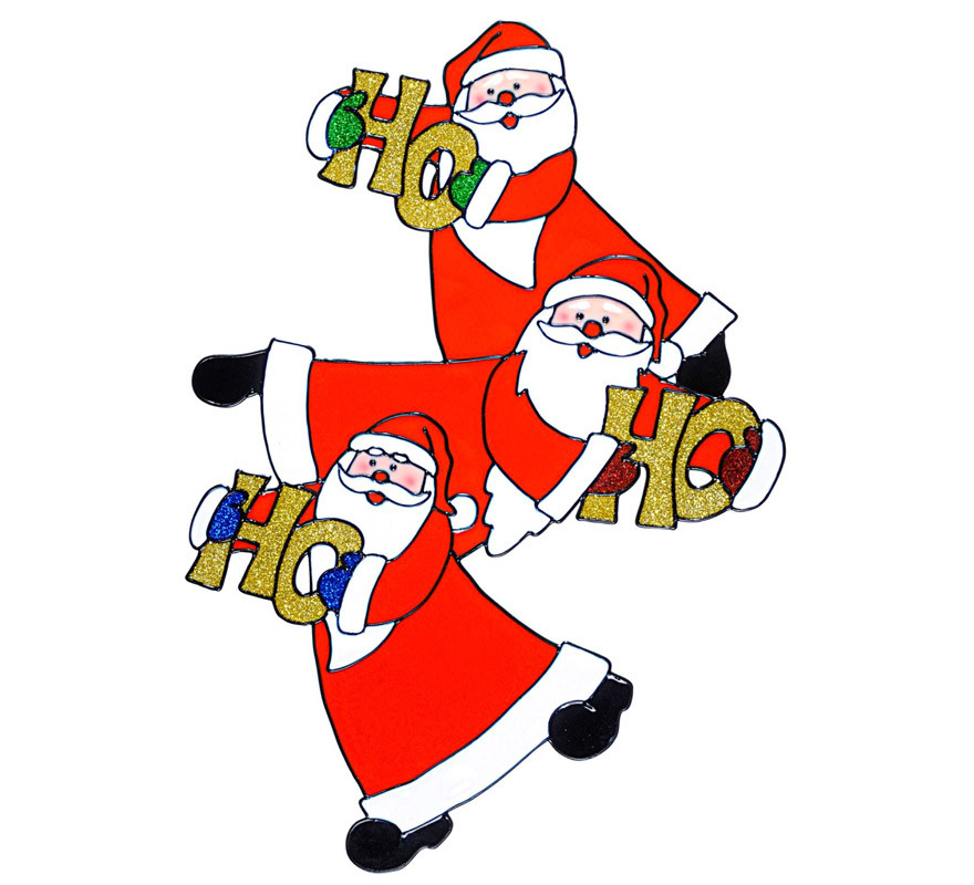 40 cm Vertical Santa Claus Trio Window Sticker-B
