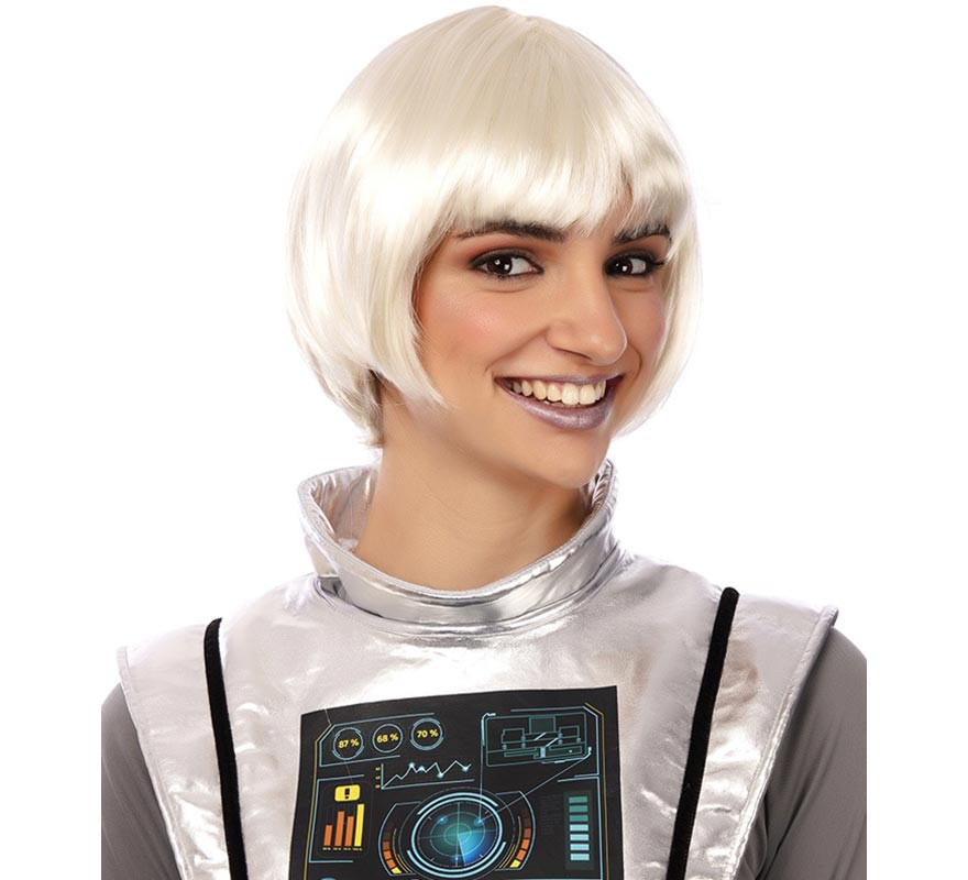 Short white wig with 25cm bangs-B