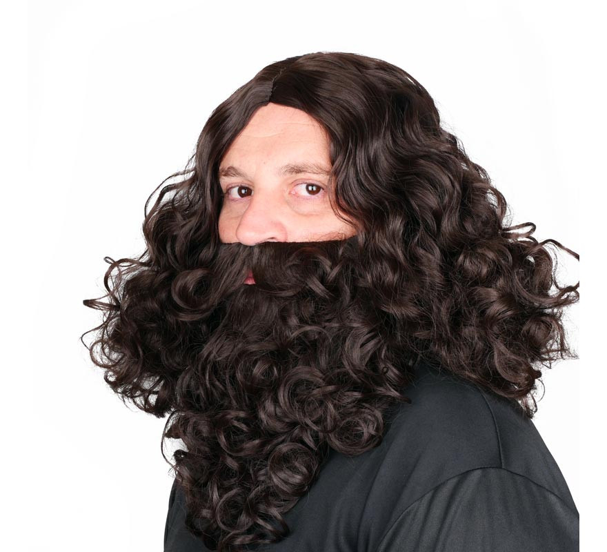 Wizard King Wig with Matte Dark Brown Beard-B