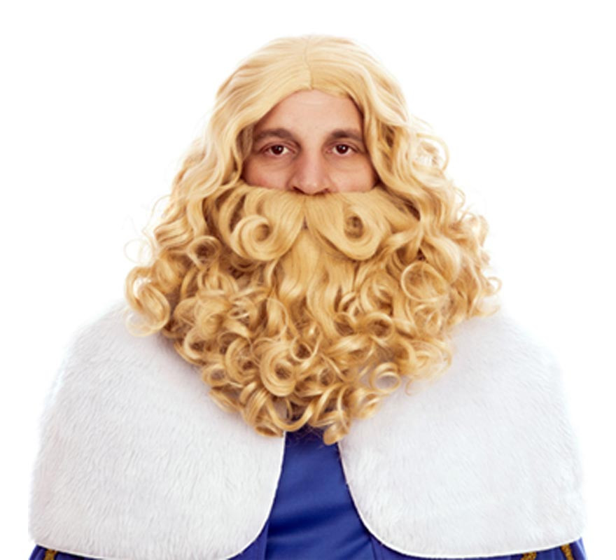 Wizard King Wig with Matte Blonde Beard-B