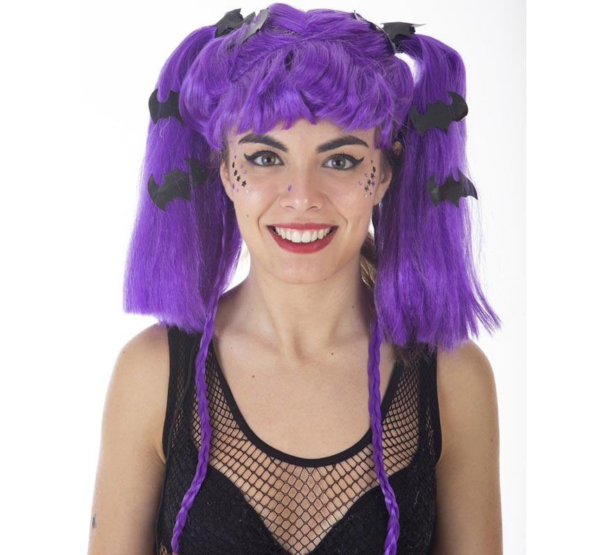 Peruca de vampiro com tranças lilases adultas-B