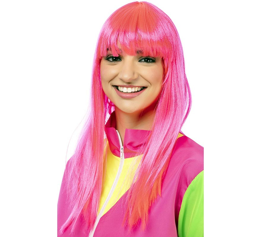 Long Fashion Wig with Pink Bangs 52cm-B