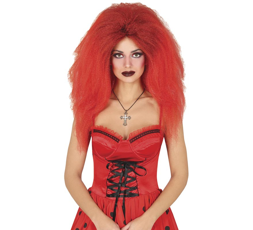 Peruca Diablesa Mane vermelha para mulher-B