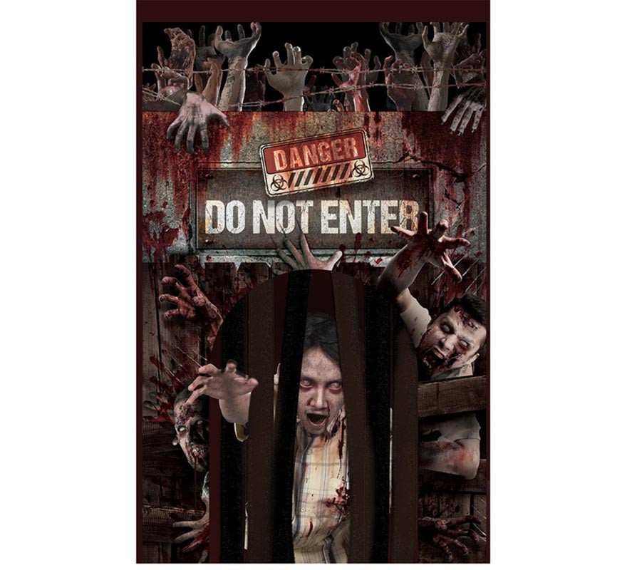 '''Door with Zombies Curtain ''''Danger'''' 145x240 cm'''-B