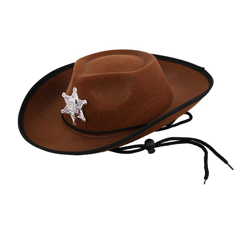 Chapéu de Cowboy Xerife Castanho Infantil 34x26x9 cm-B