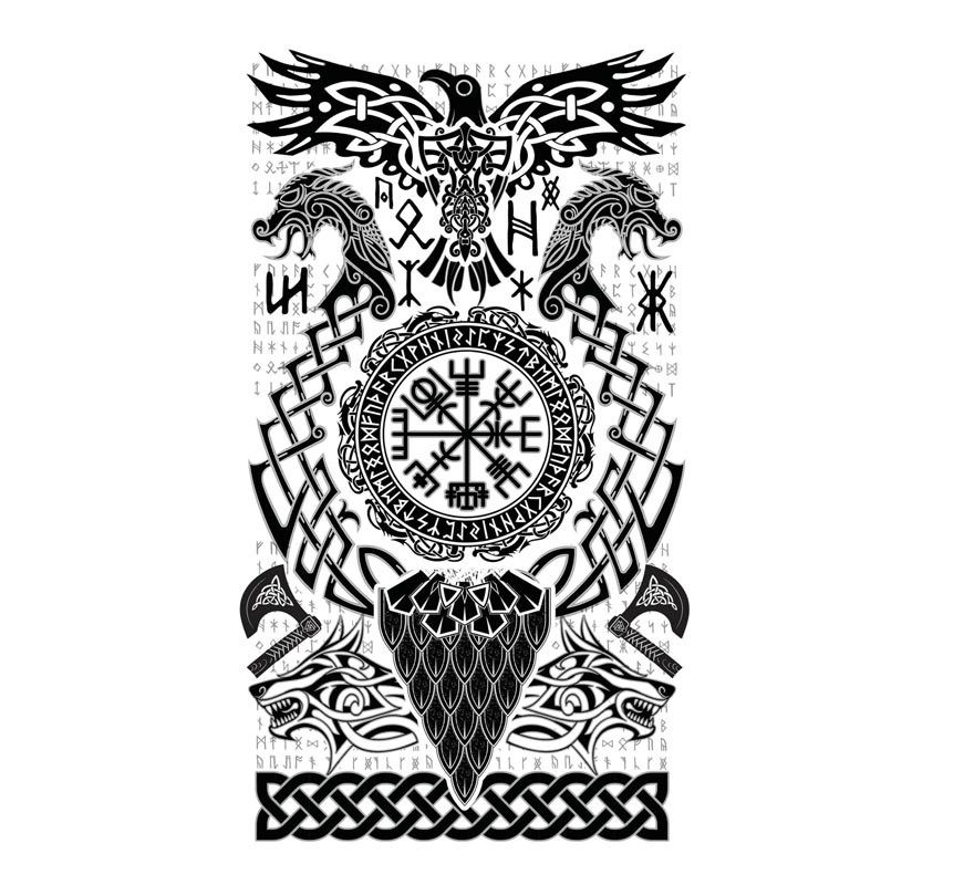 Tatuagem Viking com Símbolos-B