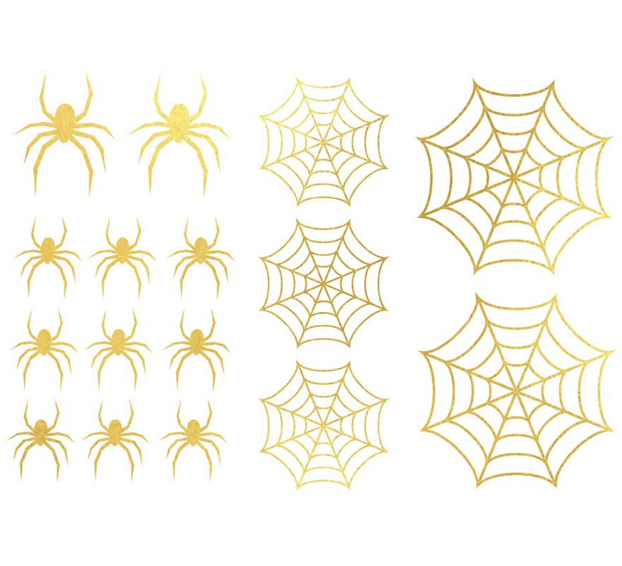 Tatuagens de aranhas e teias de aranha em ouro-B