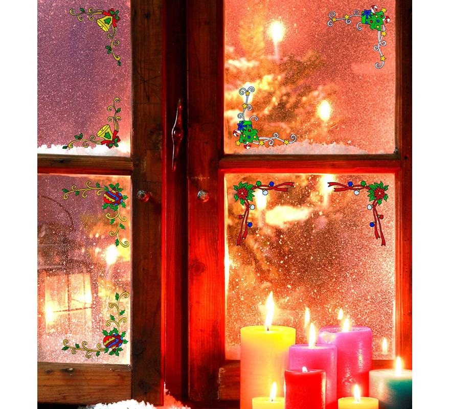 Set of 2 Christmas Corner Window Stickers assorted in 4 12 cm Models
