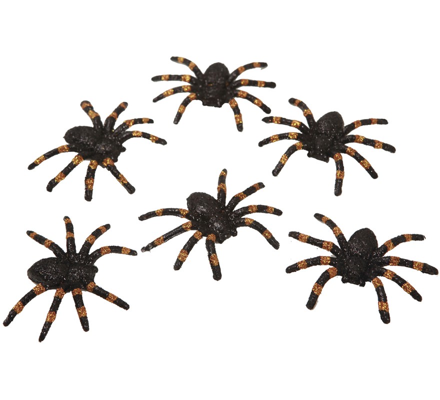 Set of 6 Shiny Spiders of 6x7 cm Set of 6 Shiny Spiders of 6x7 cm