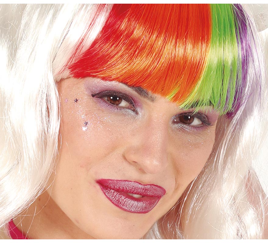 Conjunto de cílios com maquiagem lilás e rosa