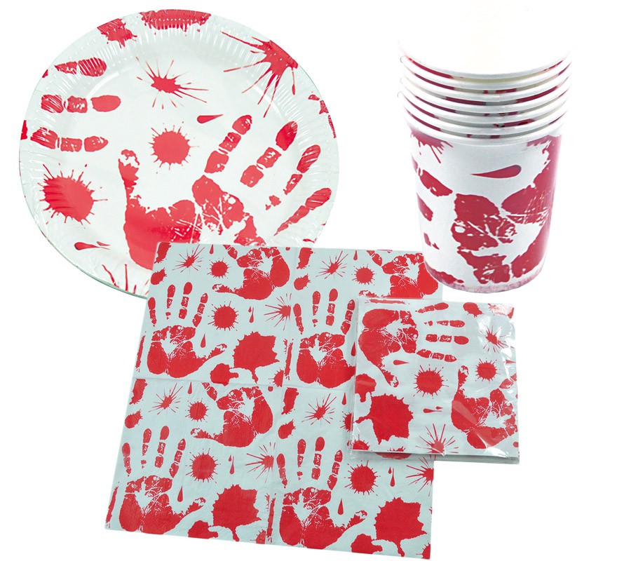 Halloween Hand Set (6 Plates, 6 Glasses and 6 Napkins)