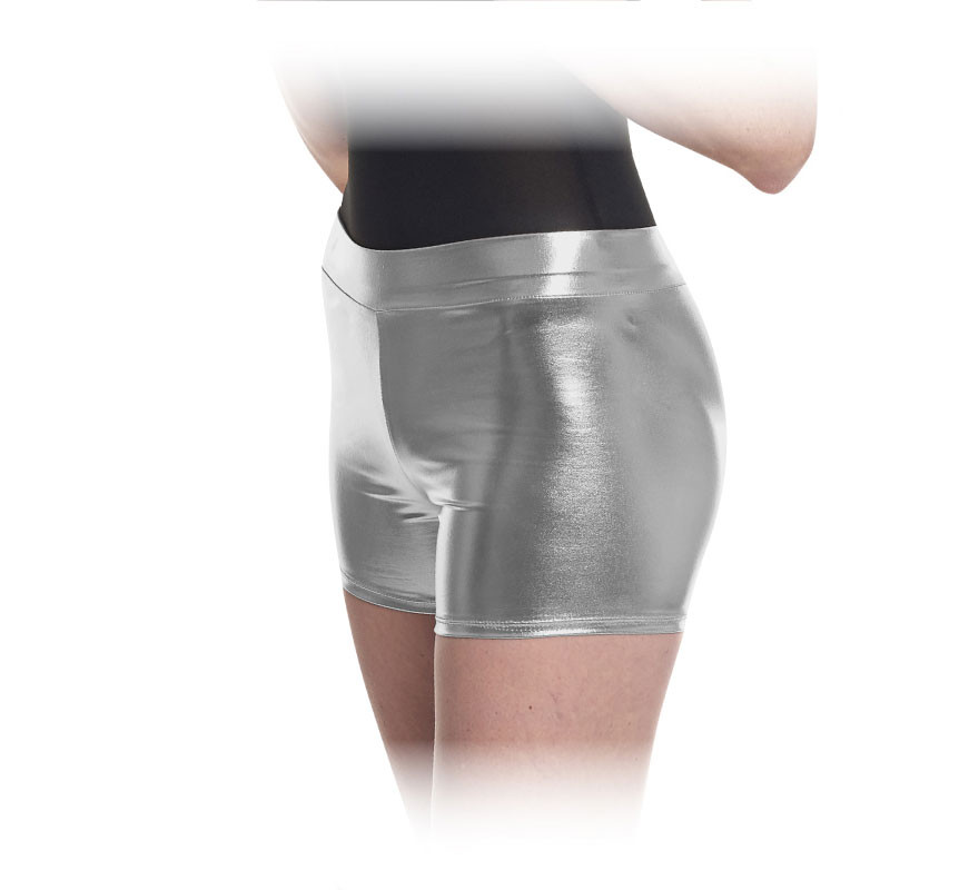 Women's shiny silver shorts Women's shiny silver shorts