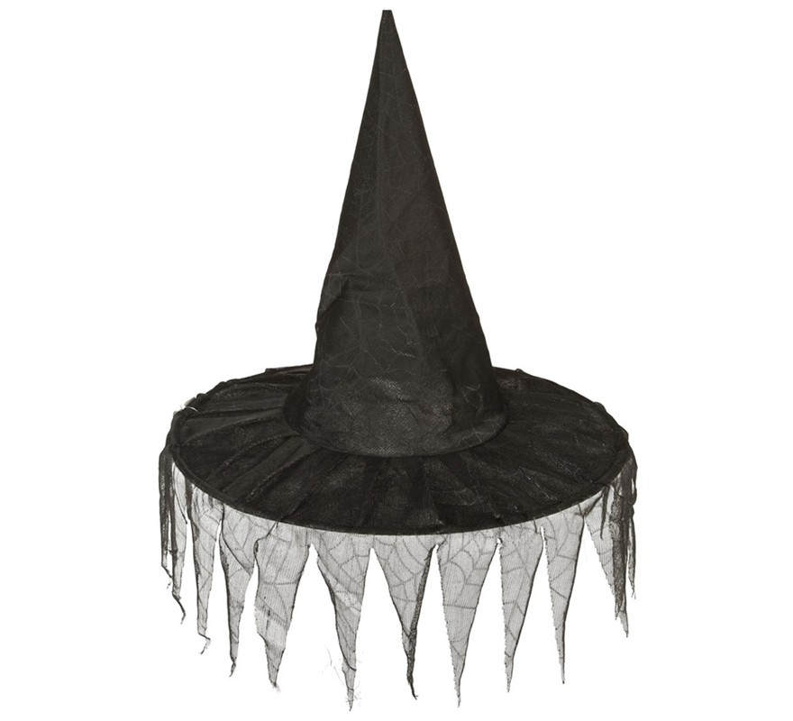 Chapéu de bruxa com pontas de tecido