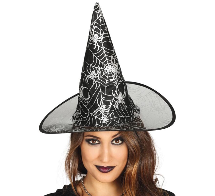 Black witch hat with printed drawings Black witch hat with printed drawings