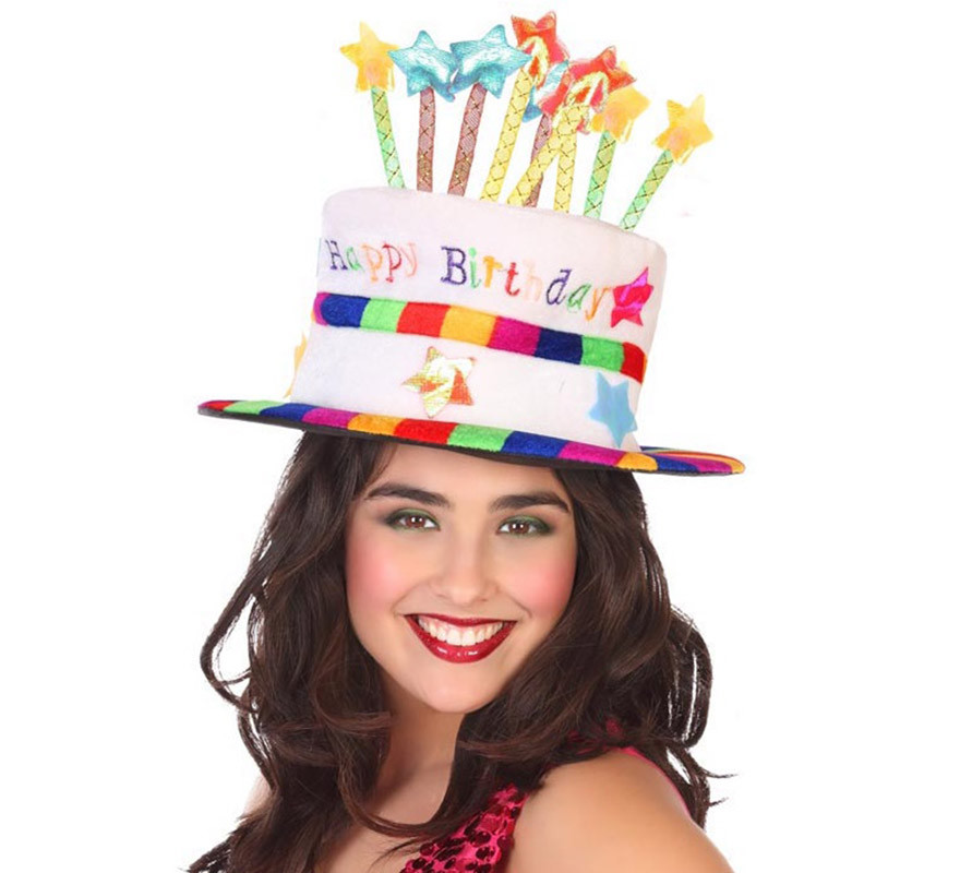 Chapéu de aniversário com velas multicoloridas Chapéu de aniversário com velas multicoloridas