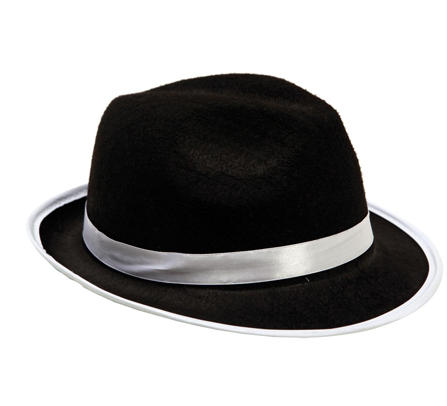 Chapéu de gangster preto e branco