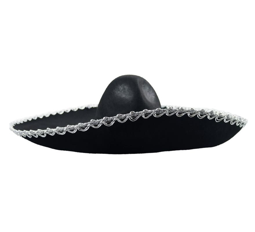 Black Mariachi Hat with Gray Trim Black Mariachi Hat with Gray Trim