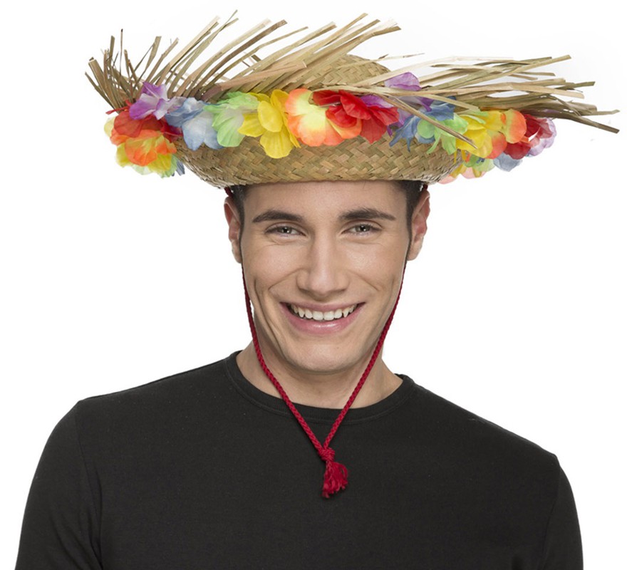 Beach Straw Hat with Flowers Beach Straw Hat with Flowers