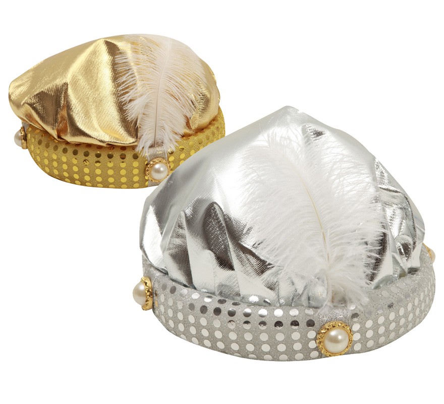 Chapéu Paje com penas disponível em 2 cores de 58 cm