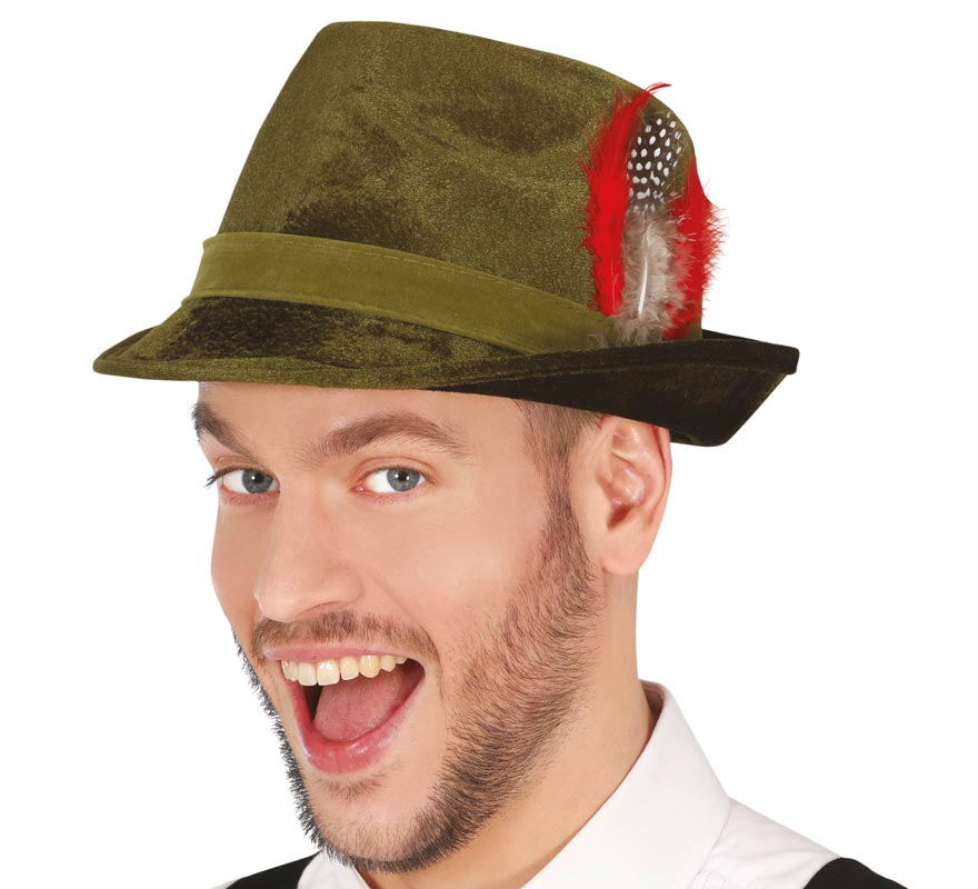 Chapéu Tirolês com Pena Vermelha