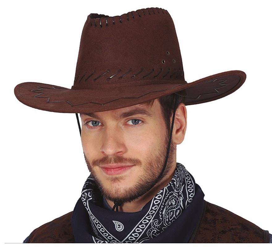 Chapéu de caubói de couro falso marrom escuro
