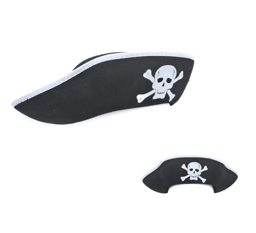 Adult black pirate hat with skull