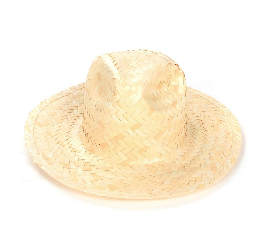 Chapéu de cowboy de palha natural adulto