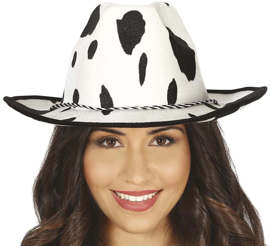 Cow print velvet cowboy hat