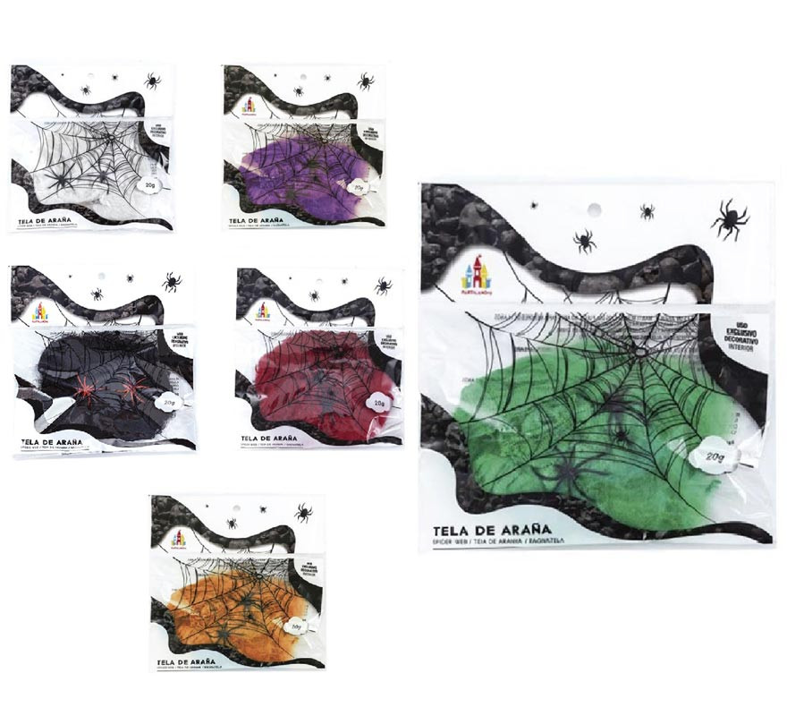 Cobweb with 20 g spiders in various colors Cobweb with 20 g spiders in various colors
