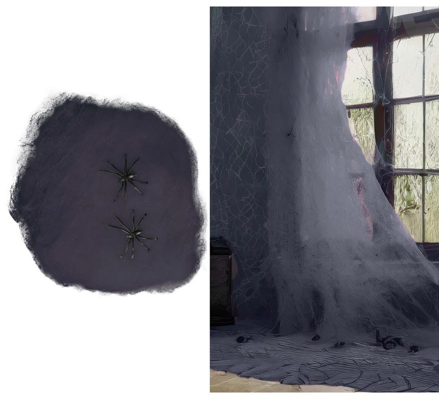 60 gr black spider web. for Halloween decoration
