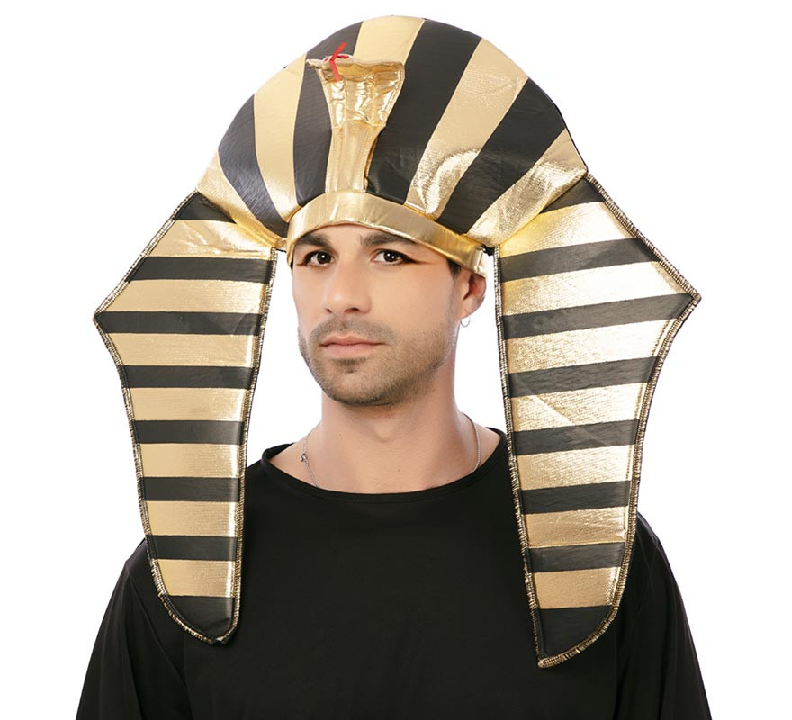 Adult black and gold Pharaoh headdress 56x56 cm