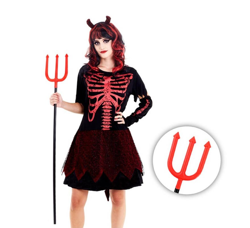 Tridente vermelho Diablesa 2 peças de 120 cm