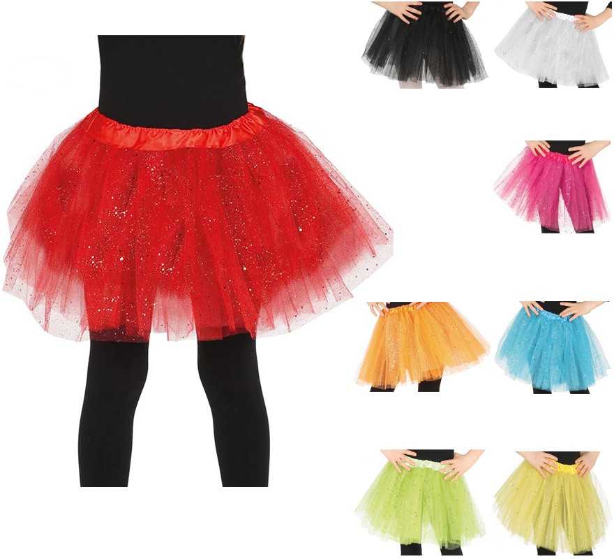 Tutu with glitter in various colors for girls