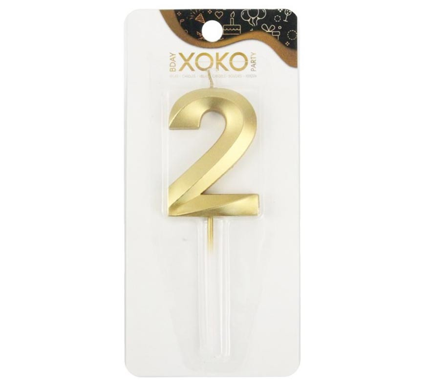 Birthday and Anniversary Candle number 2 gold color 7 cm