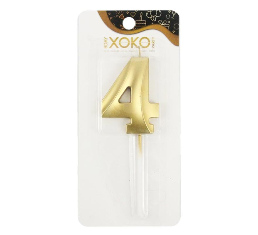 Vela de Aniversário e Aniversariantes número 4 cor ouro 7 cm