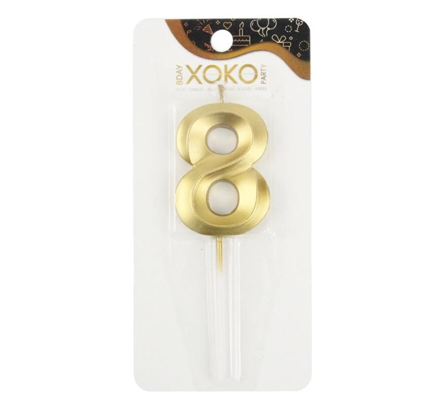 Birthday and Anniversary Candle number 8 gold color 7 cm