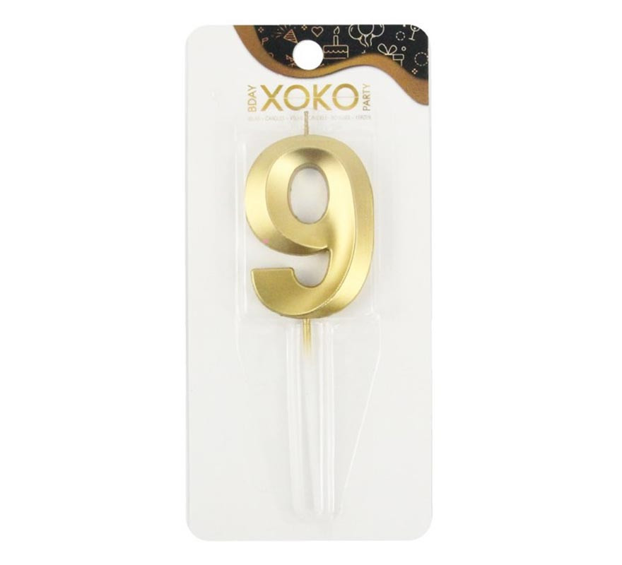 Vela de aniversário e aniversários número 9 cor ouro 7 cm