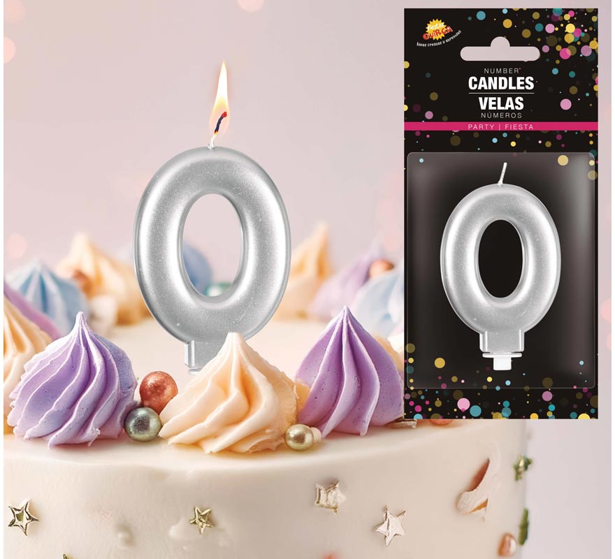 Vela Metálica Prata 8 cm Nº 0