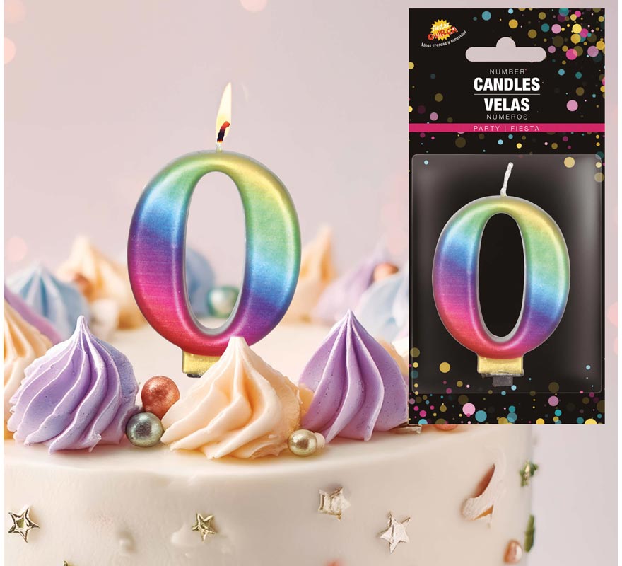 Vela Metálica Multicolor de 8 cm Nº 0