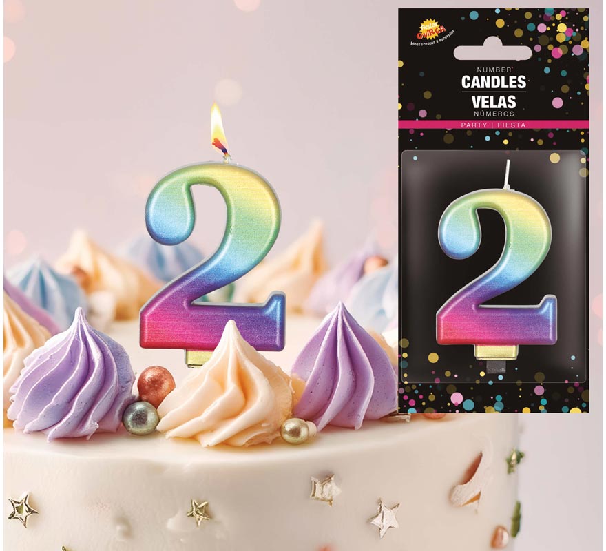 Vela Metálica Multicolor Nº 2, 8 cm