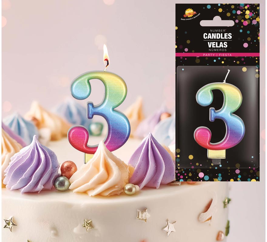 Multicolor Metallic Candle No. 3, 8 cm